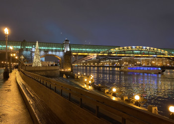 Пушкинский пешеходный мост в Москве у Парка Горского – фотографии России