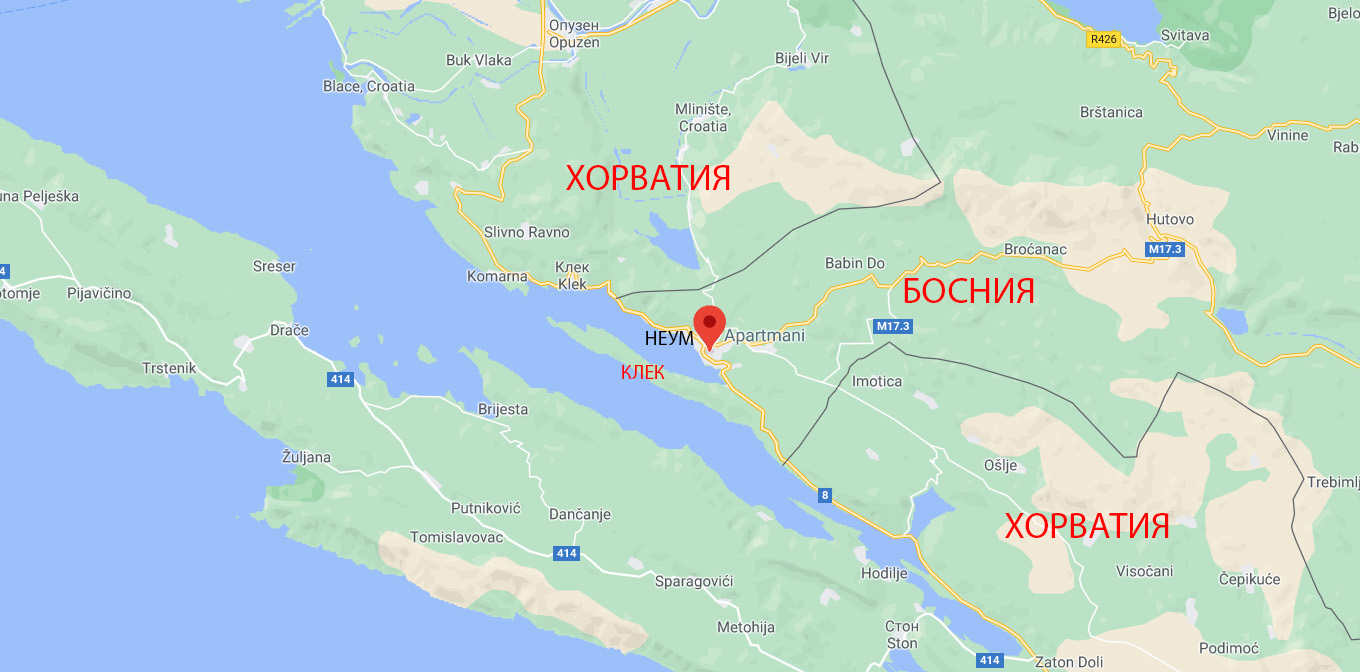 Карта 21 километрового побережья Боснии