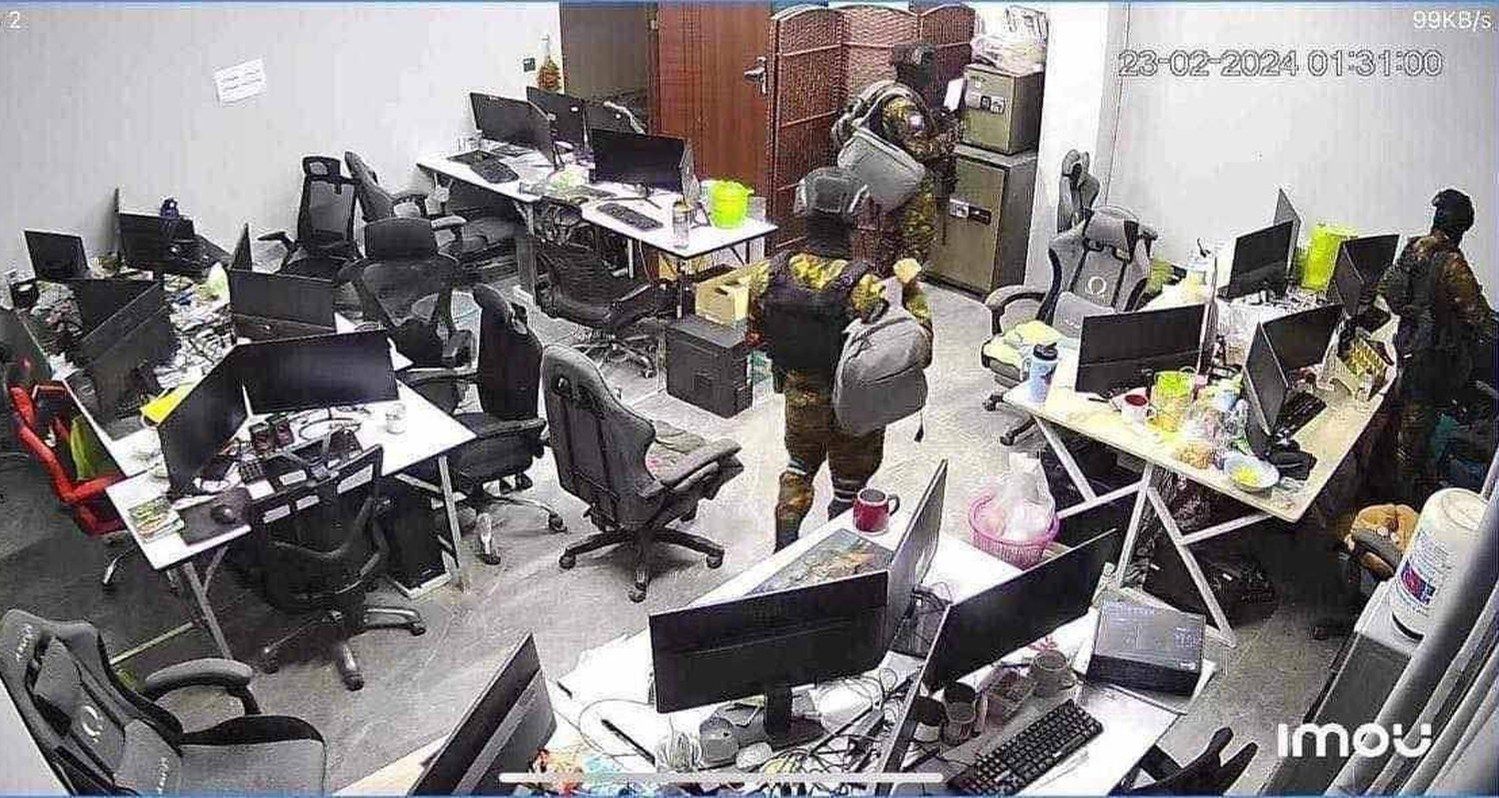 Cкам-центр в Мьянме, рейд полиции