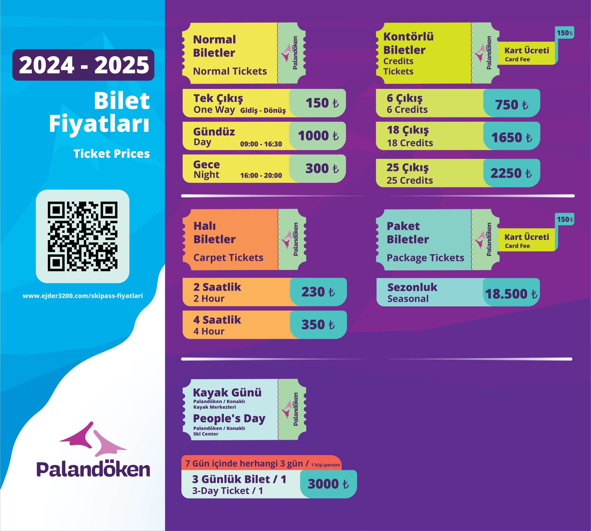 Цены на ски-пассы в Паландёкен в сезоне 2024-2025