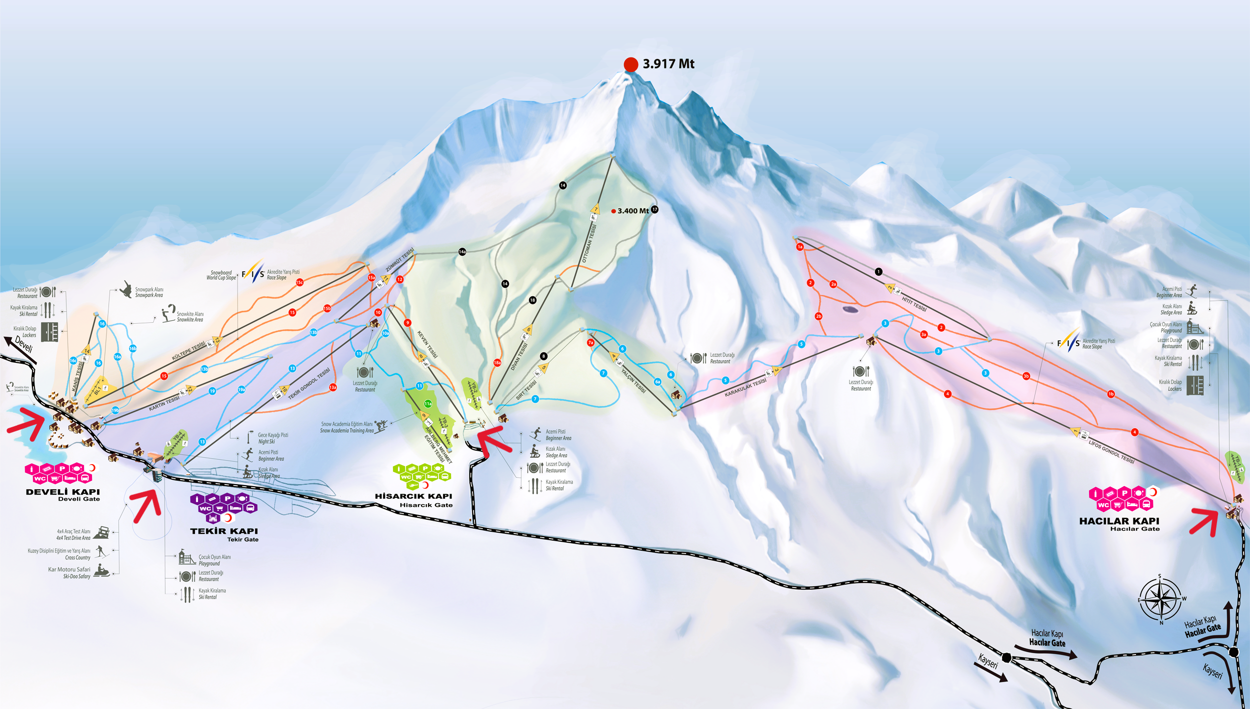 Карта зон катания Эрджиеса