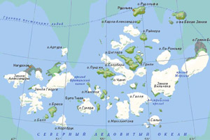 Подробная карта архипелага Земля Франца-Иосифа Подробная карта архипелага Земля Франца-Иосифа